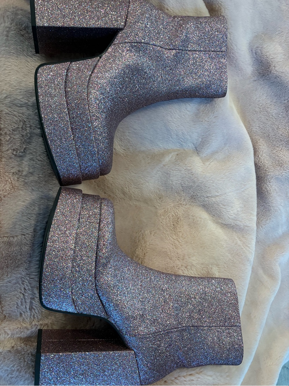 Steve Madden Pink Glitter Platform Ankle Boots